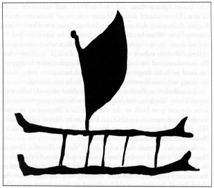 Hawaiian Pictography of canoe